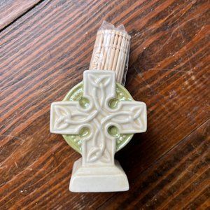 Celtic Cross Ceramic Toothpick Holder